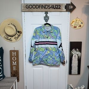 VICTORIAS SECRET PINK RARE "PINK" TROPICAL SHERPA ANORAK WINDBREAKER JACKET XS